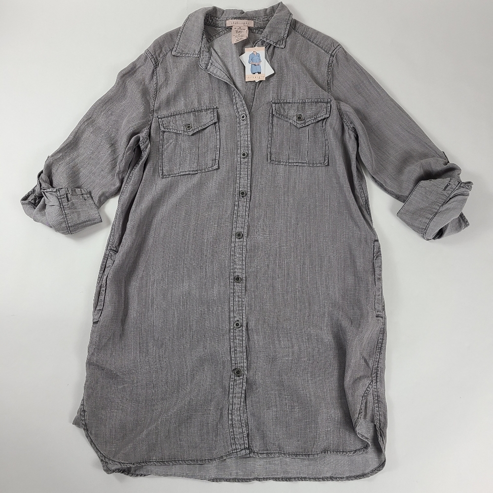 PHILOSOPHY Gray Shirt Tunic Dress